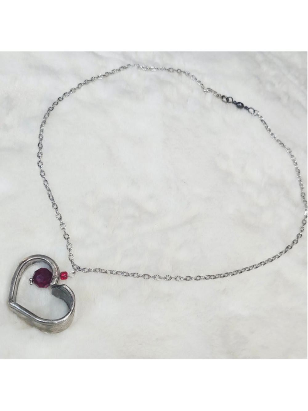 Heart Pendant Necklace Handmade Spoon handle Pendant W/bead